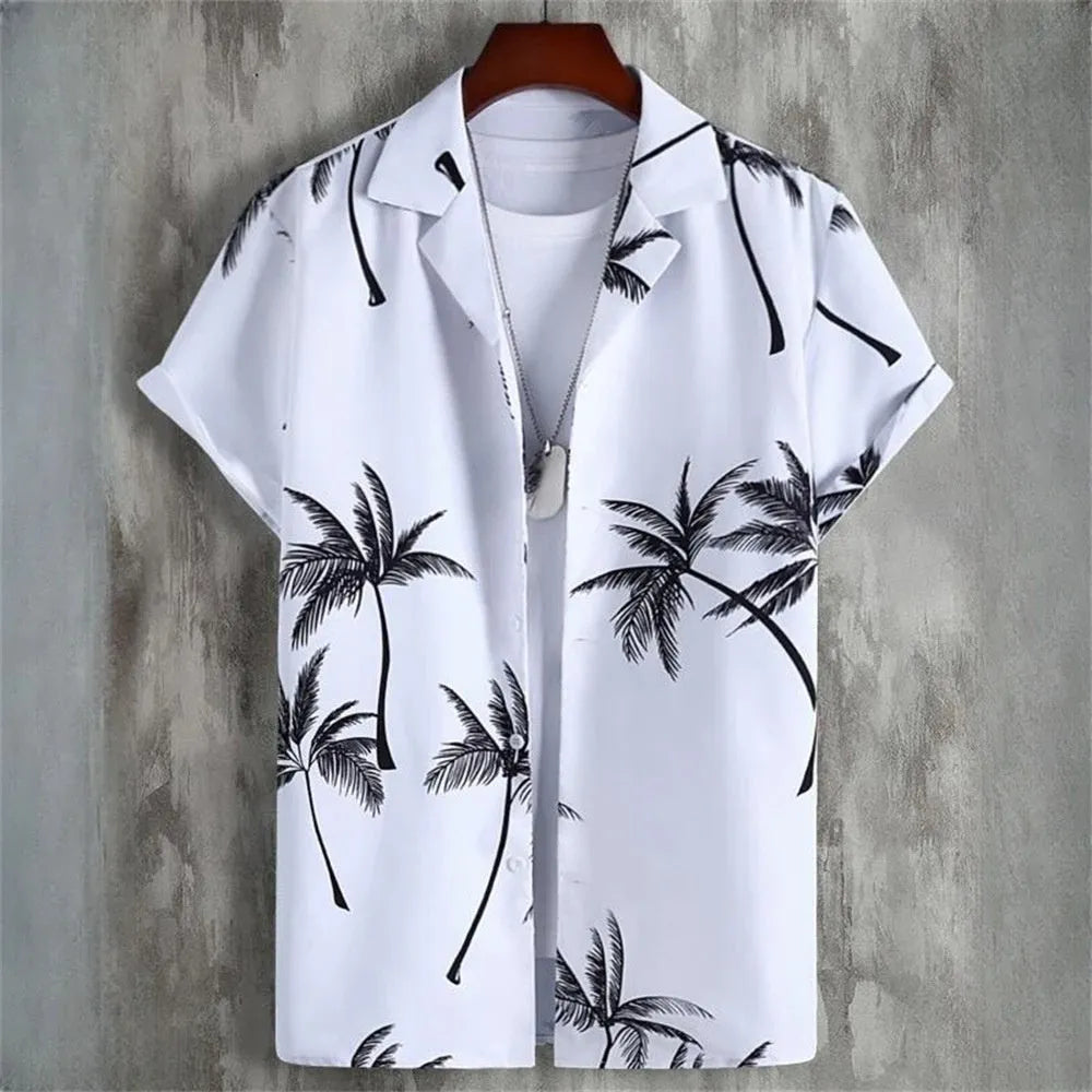 Men's 3D digital stitching print camouflage cardigan shirt, loose fit, short sleeve, summer style, polyester fibre