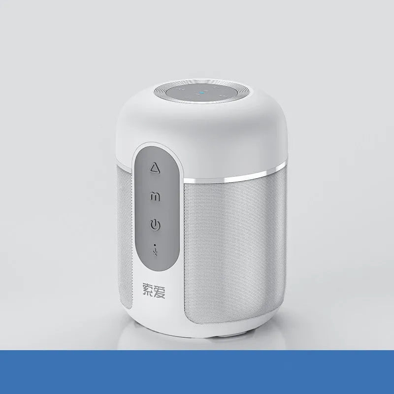 Black portable Bluetooth speaker measuring 72mm by 99mm with 30W output power and 1500mAh battery