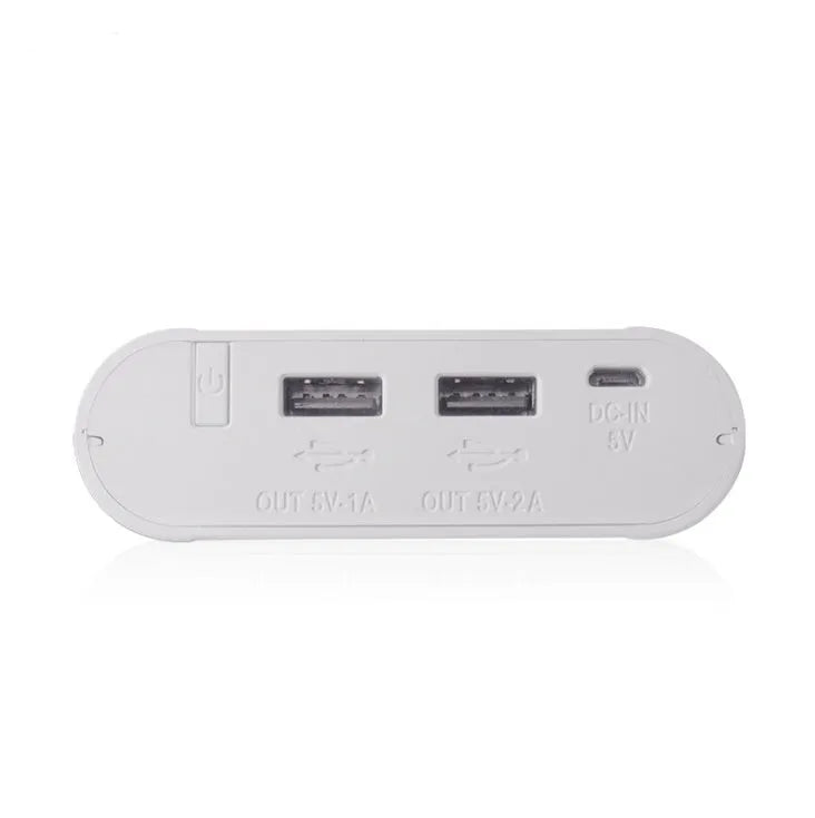 DIY power bank box case for 4x18650 batteries with LCD display, dual inputs, and dual outputs in black