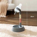 Green height-adjustable standing water dispenser for cats and dogs with a detachable pole and wide bowl.
