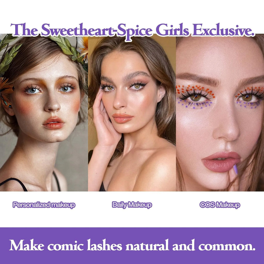 Set of 5 pairs manga false eyelashes in natural slim length styles 007 008 009 for anime cosplay