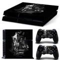 PS4 console with applied black PVC decal skin sticker showing high-definition print