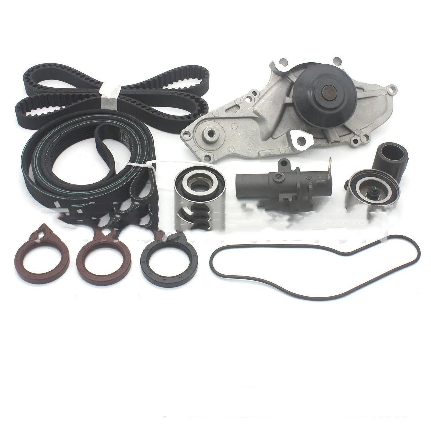 Metal belt and water pump assembly components measuring 28x18x16 cm