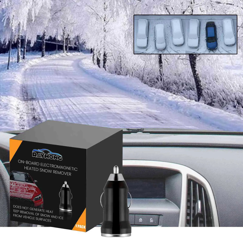 Black portable car snow melting tool with charger, 5.5x2.3 cm size