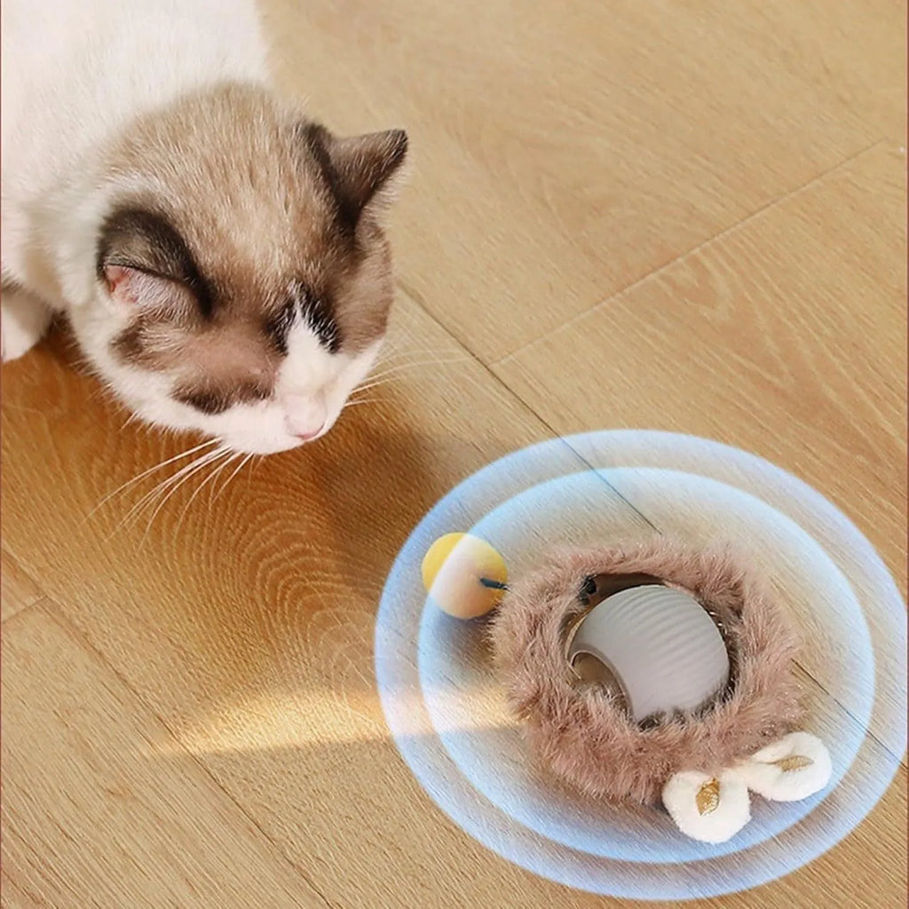 Interactive cat toy rolling ball with smart automatic rotating and string for dogs and cats