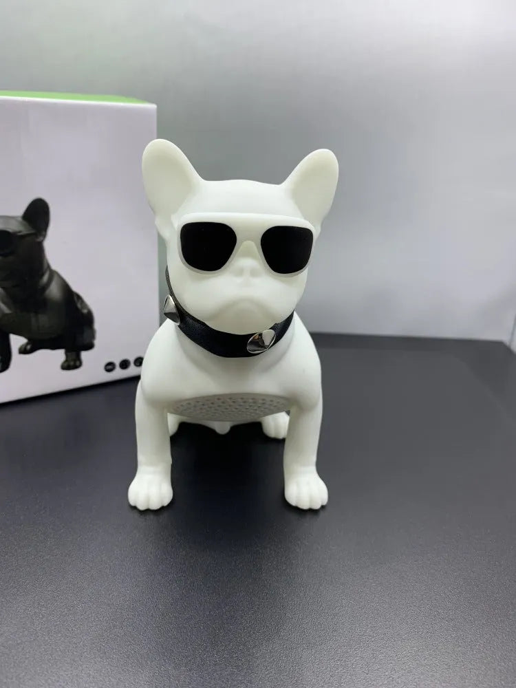 Mini full body bulldog Bluetooth speaker in black, red, or white colour with wireless connectivity