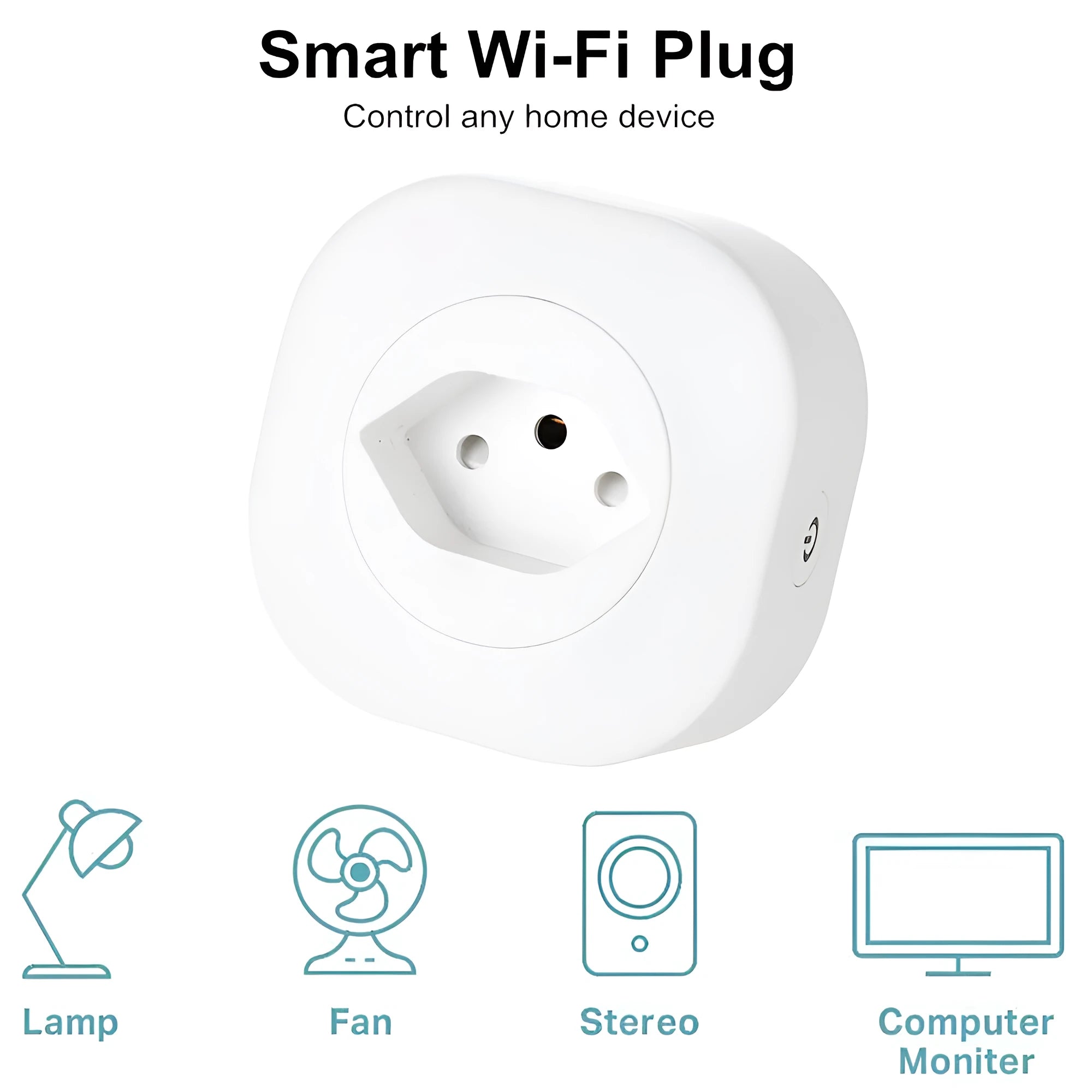 Wi-Fi smart socket plug with voice control, 3520W rating, 70x70x72mm dimensions
