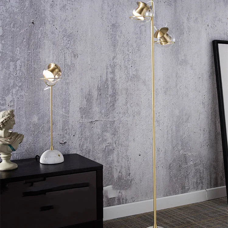 Creative glass LED desk lamp with dimmable touch switch on a wooden desk