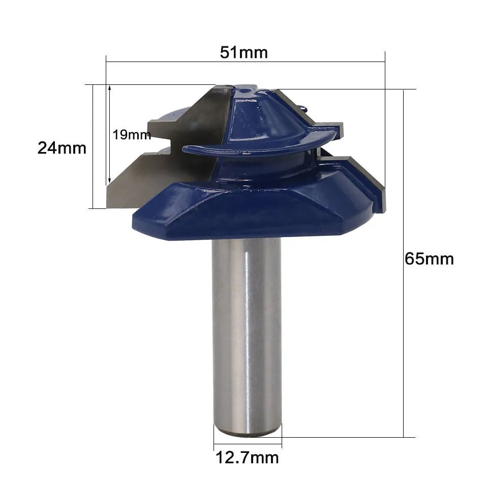 1/2 Handle woodworking jigsaw cutter milling cutter 45 degree tenon knife hard alloy blue