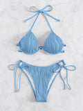 Women's apricot coloured bikini swimsuit with steel underwire on a mannequin