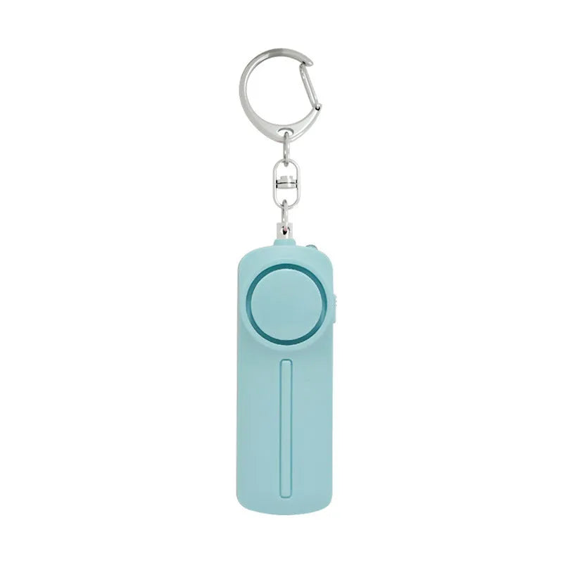 Compact pink personal safety alarm with keychain attachment showing 130dB rating