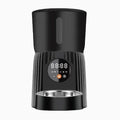 Black and white intelligent pet feeder with USB connection for automatic timed feeding