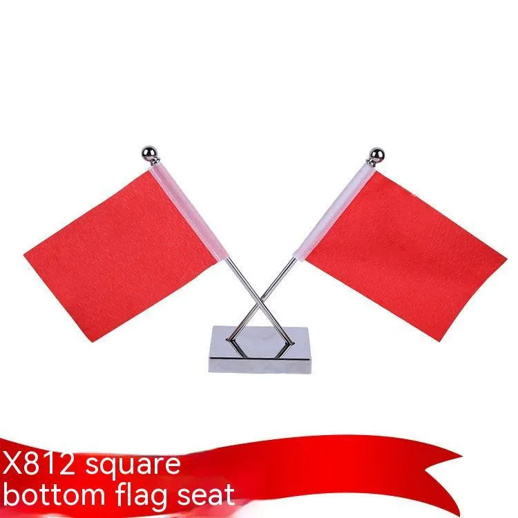 Red flag on telescopic rod car dashboard decoration with metal base simple style