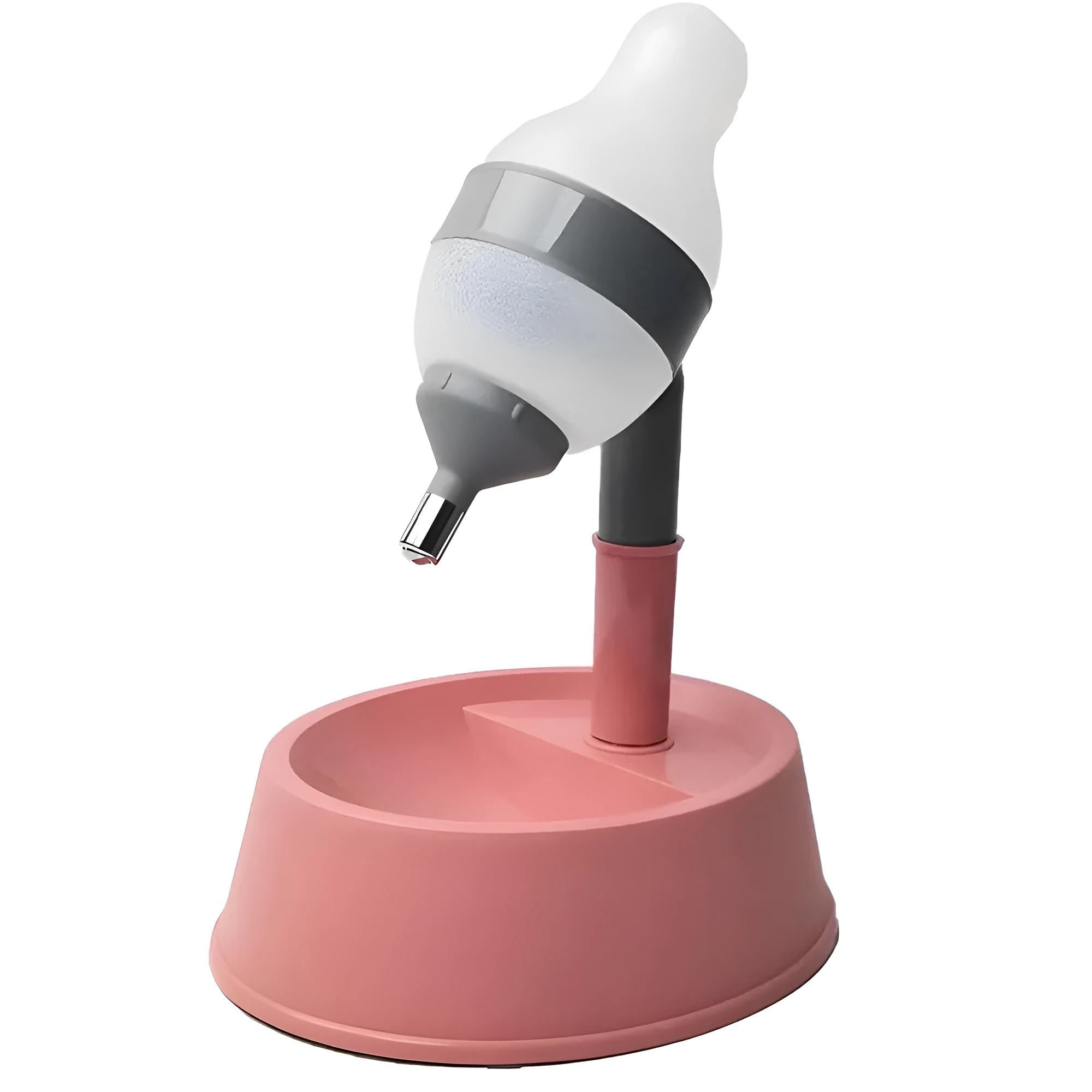 Green height-adjustable standing water dispenser for cats and dogs with a detachable pole and wide bowl.
