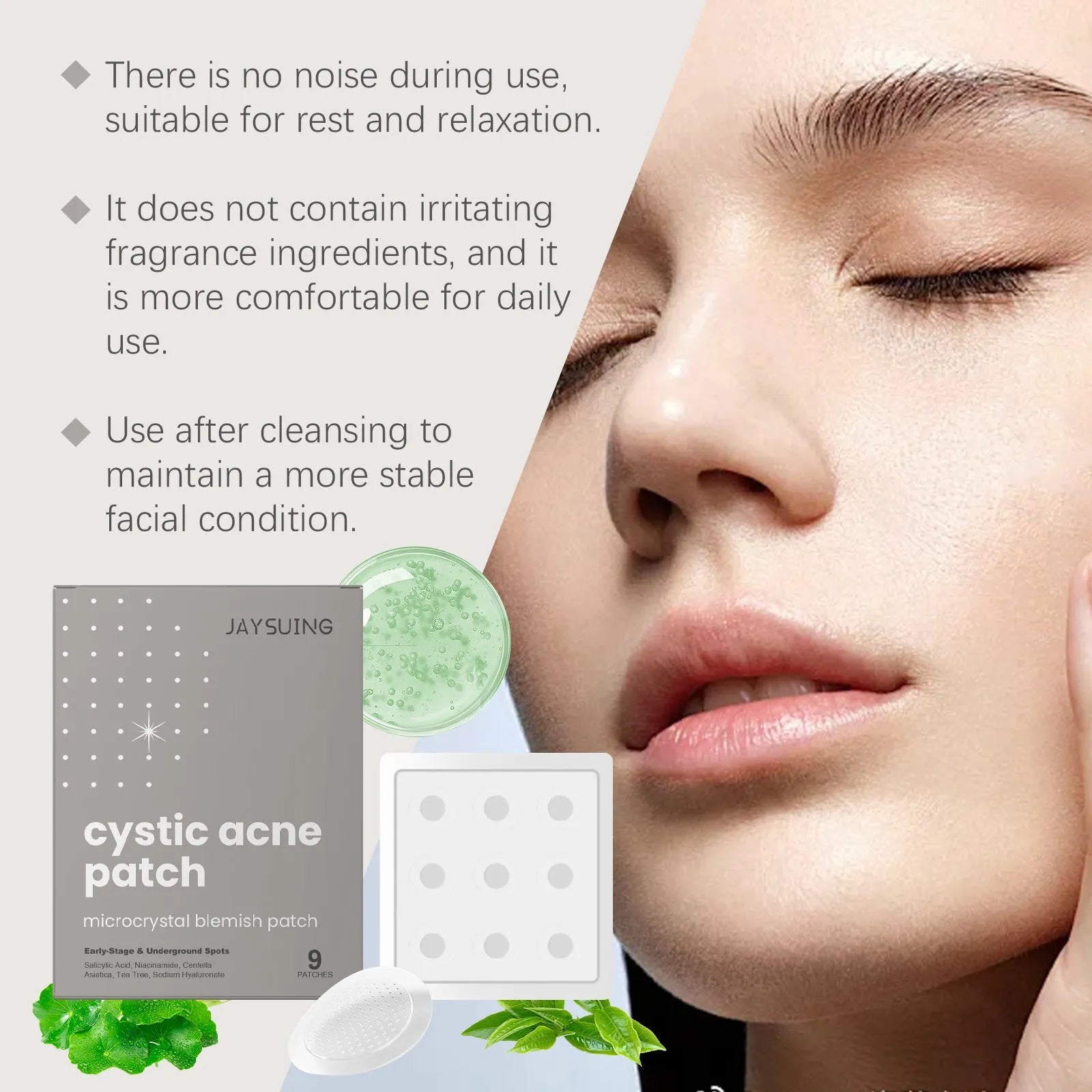 Acne repair micro needle patch pack of 9 with tea tree oil and Centella asiatica for spot treatment