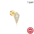 S925 sterling silver flat column geometric ear bone stud with threaded post in gold electroplated finish.