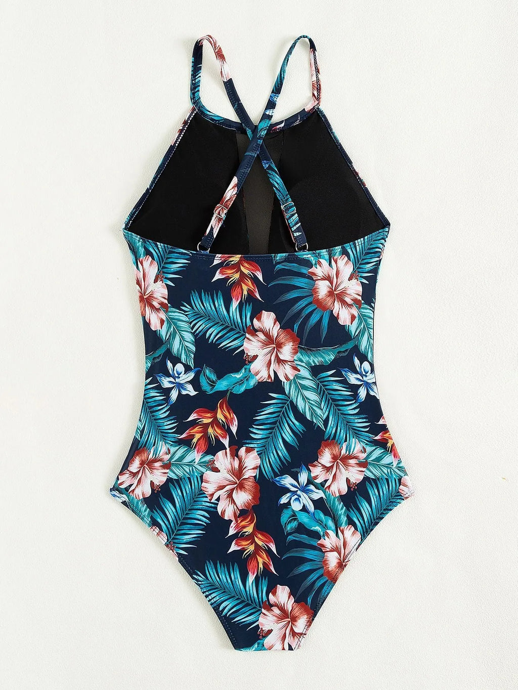 Women's deep V-neck one-piece swimsuit with gradient print and polyester lining in European style