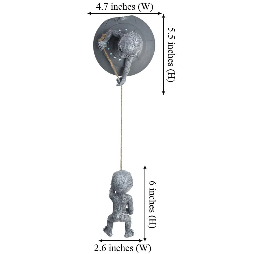 Grey resin carved alien tree pendant for outdoor courtyard decoration, 19x15x20cm