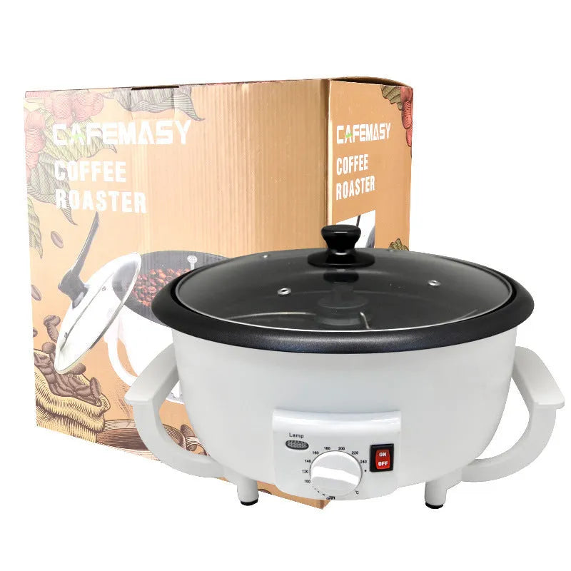 White coffee bean roasting machine with 750g capacity and 225mm pot diameter