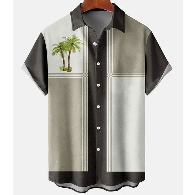 Men's slim fit short sleeve shirt with detailed 3D floral digital printing in polyester fabric