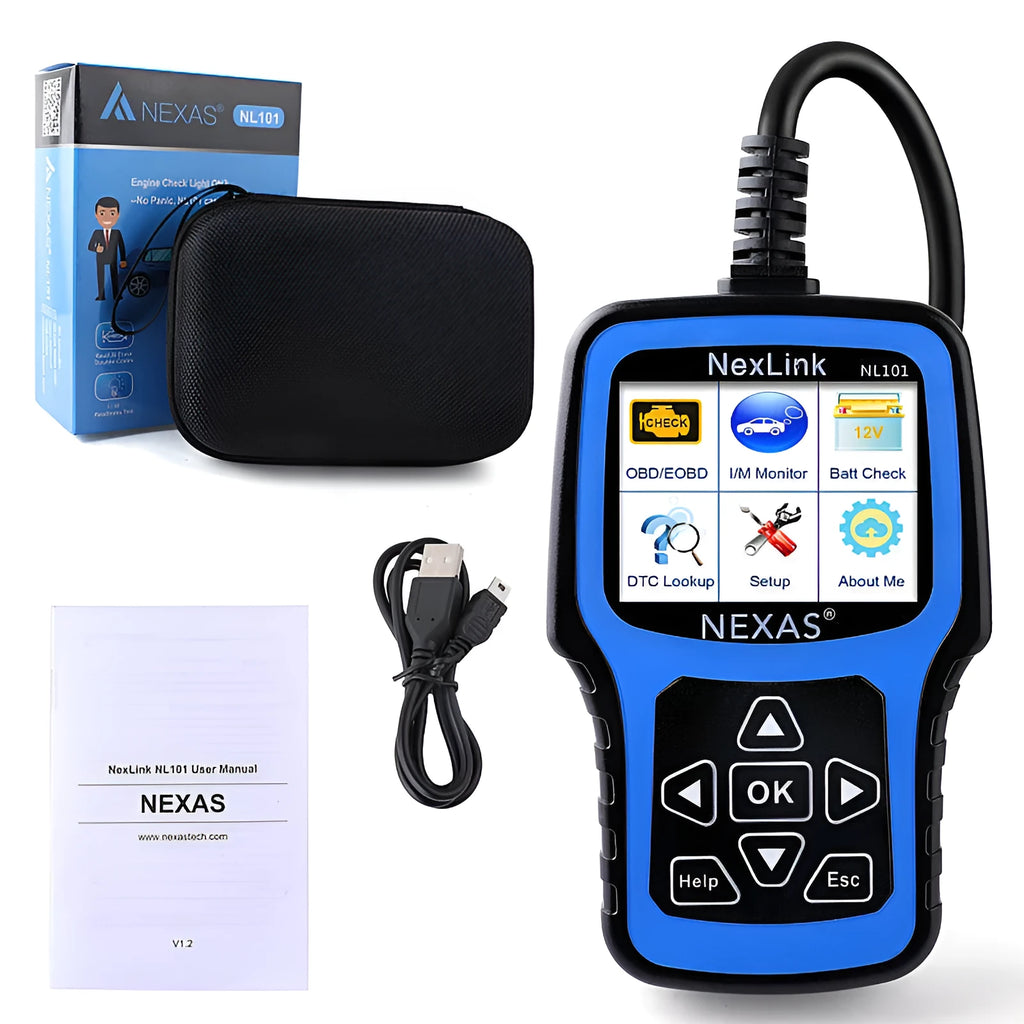 Nexas NL101 OBD2 car diagnostic scanner with USB cable for vehicle diagnostics