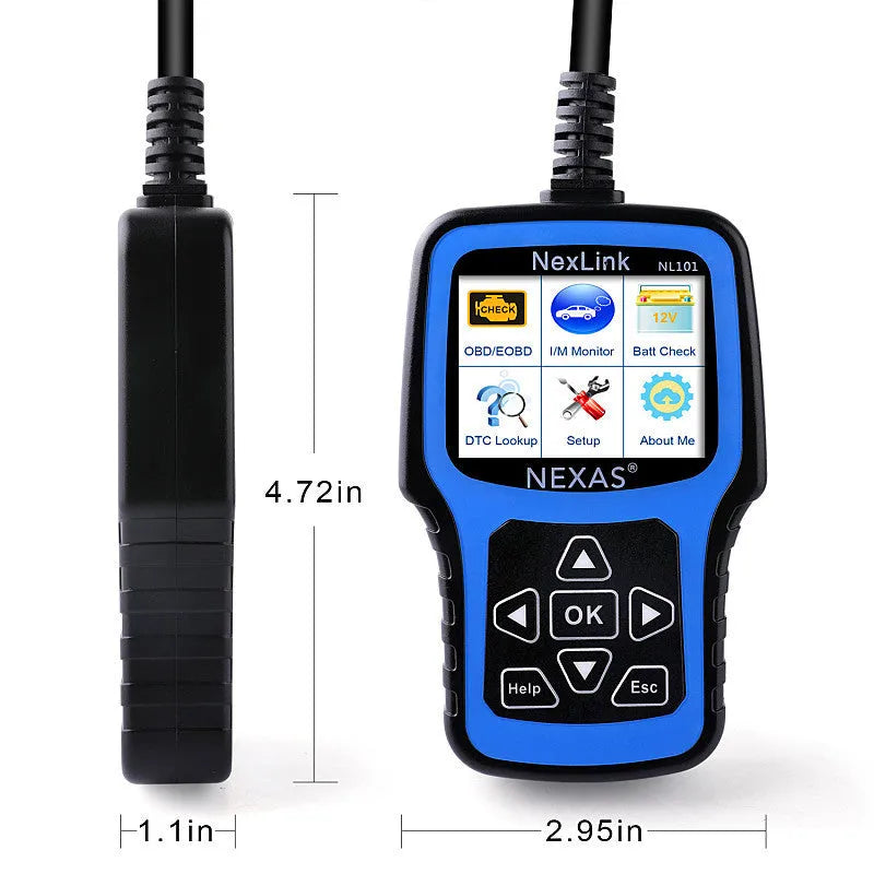 Nexas NL101 OBD2 car diagnostic scanner with USB cable for vehicle diagnostics