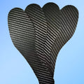 Black 3K carbon fiber running insoles showing full palm design and textured surface for shock absorption.