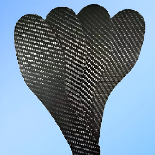 Black 3K carbon fiber running insoles showing full palm design and textured surface for shock absorption.