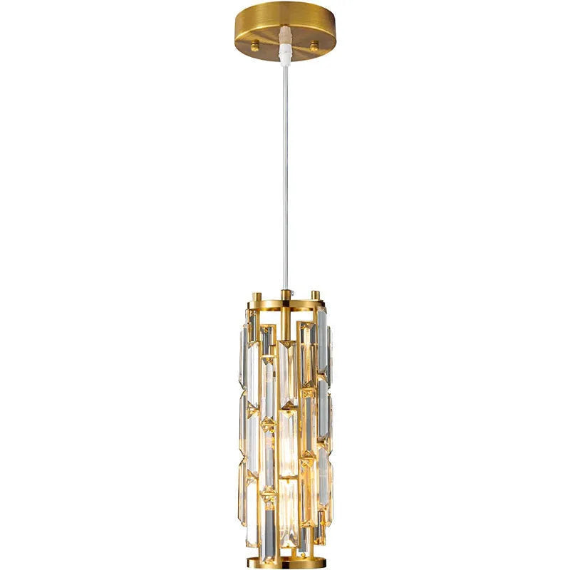 LED single-head industrial-style crystal droplight in black finish