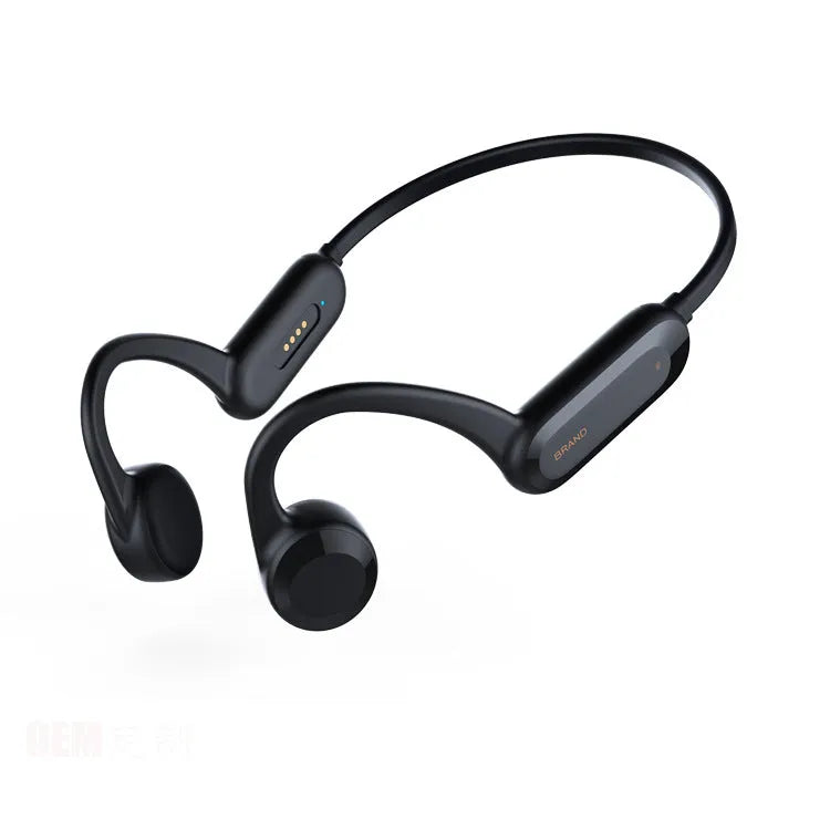 IPX8 bone conduction swimming headset with Bluetooth 5.0 in black, side view