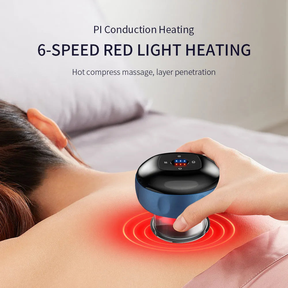 Electric vacuum cupping massager with LED display, ABS body, and 12 suction levels for home therapy
