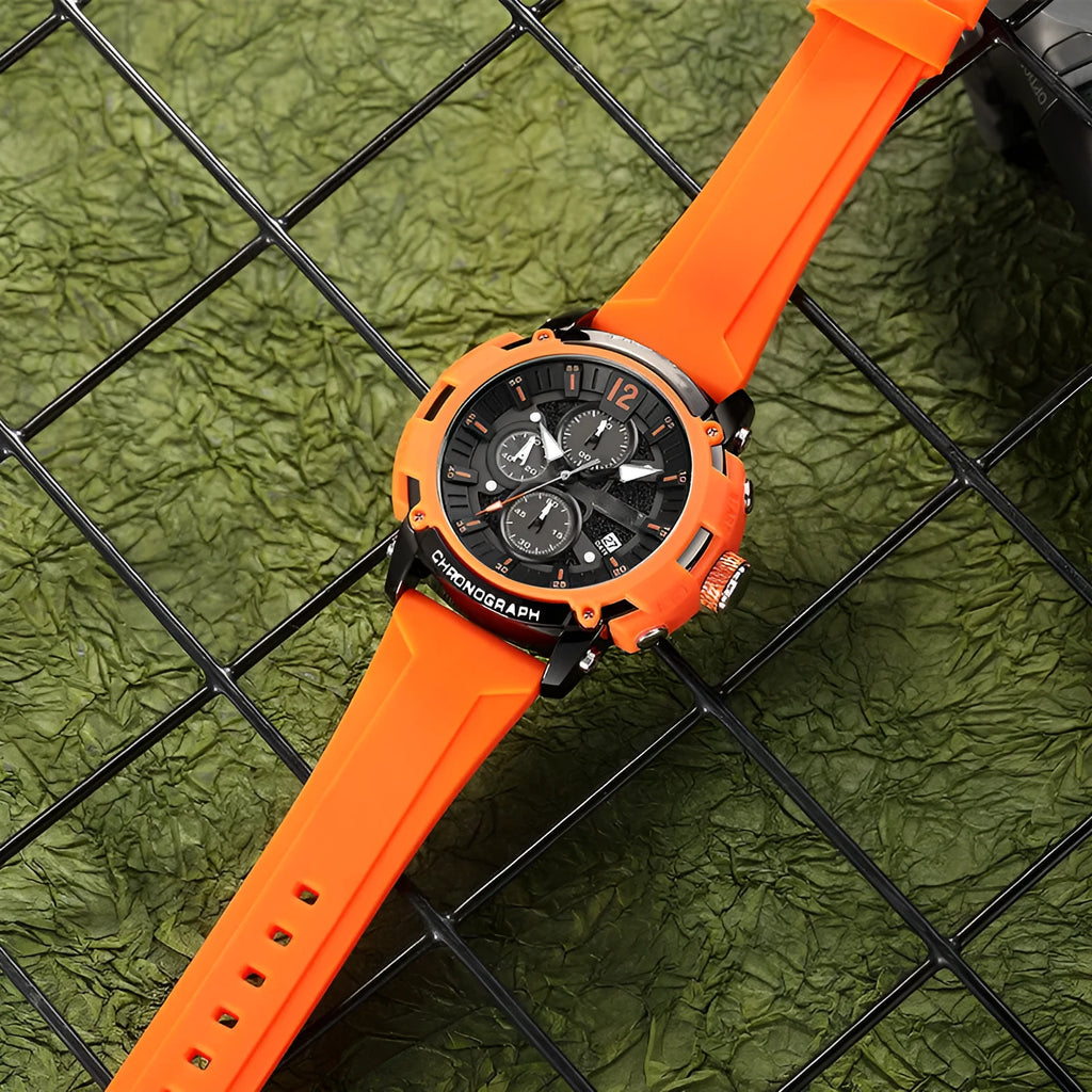 Men's oversized 51mm waterproof watch with luminous display and calendar function in multiple colour options