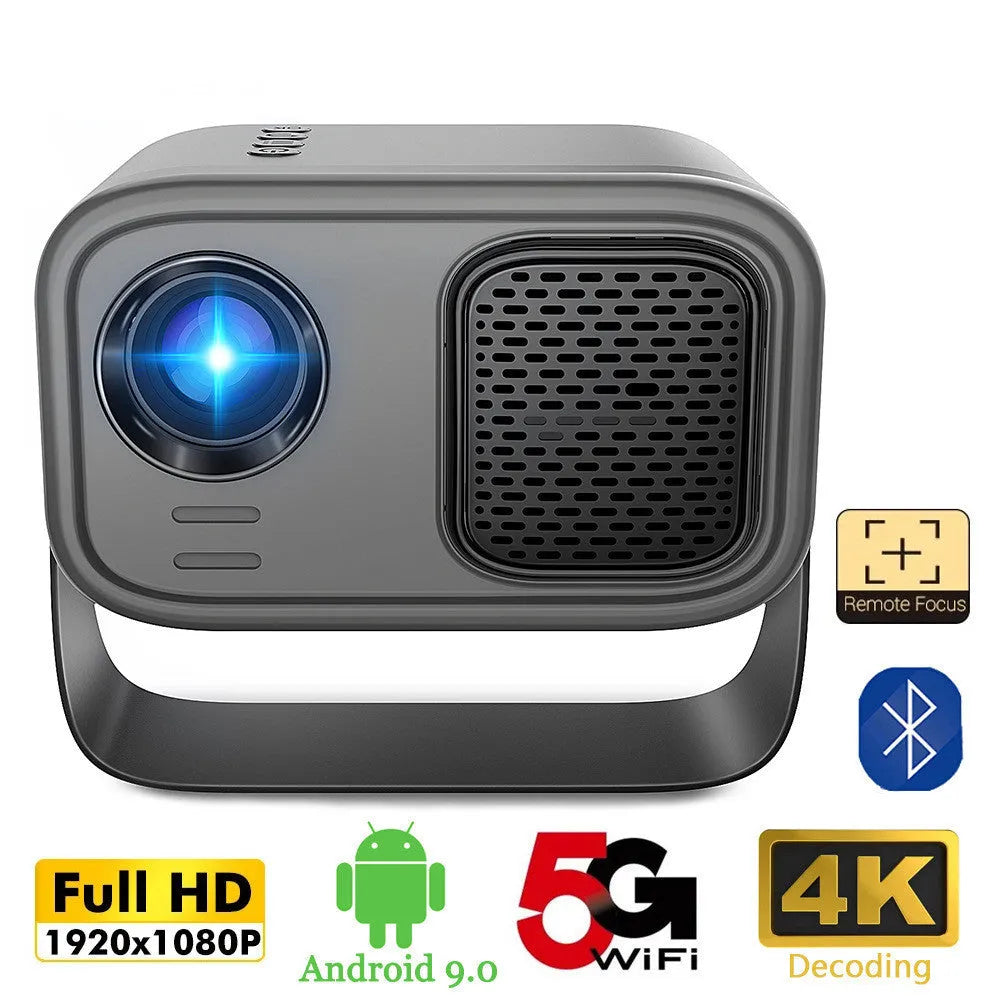 Black HD smart portable projector with Android system and remote control