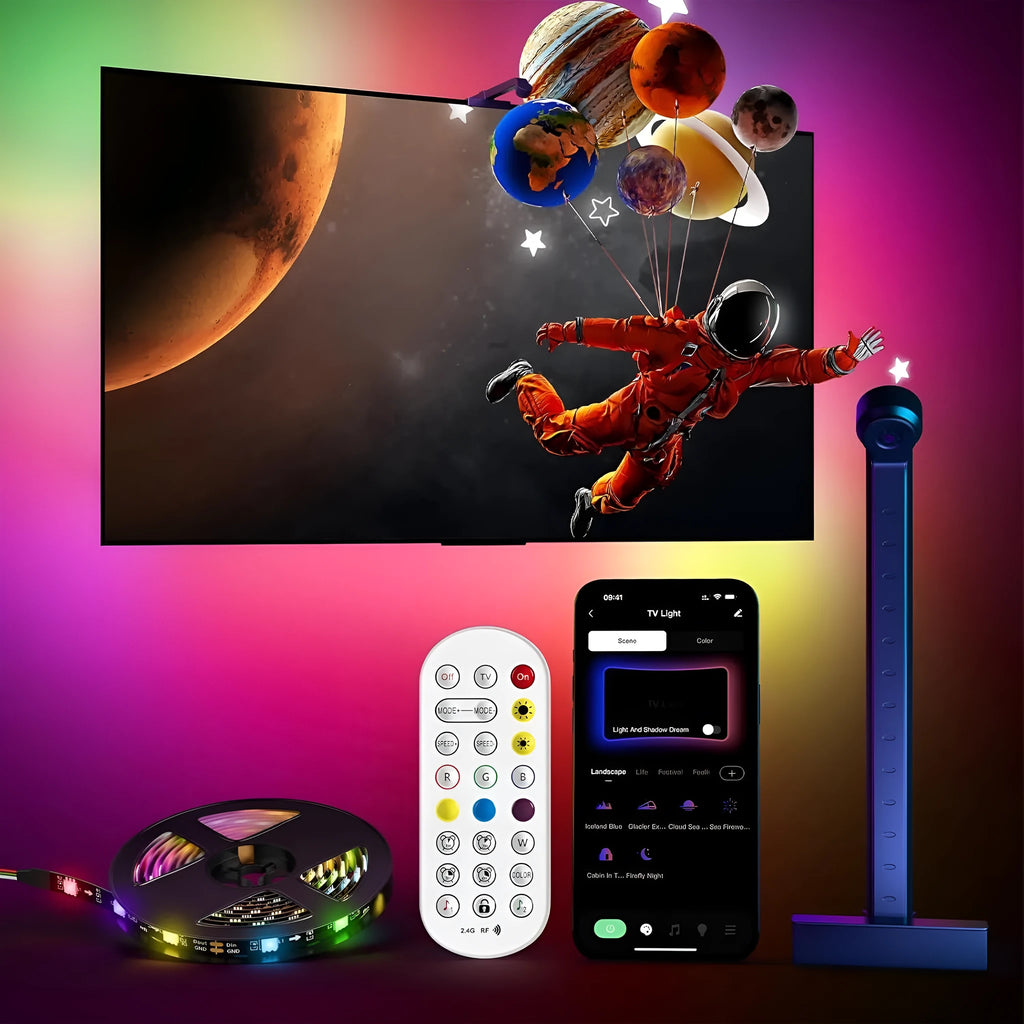 RGB ambience light strip 5m with camera screen sync for computer e-sports room desktop display background