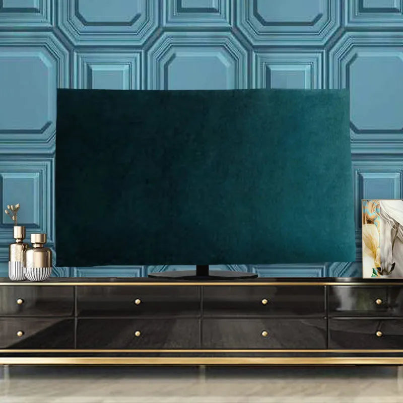 A soft velvet TV dust cover in one of six colours, shown draped over a television.