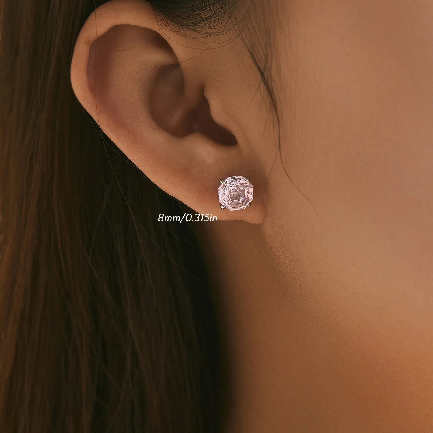S925 sterling silver rose stud earrings with flower design in 6mm and 8mm sizes