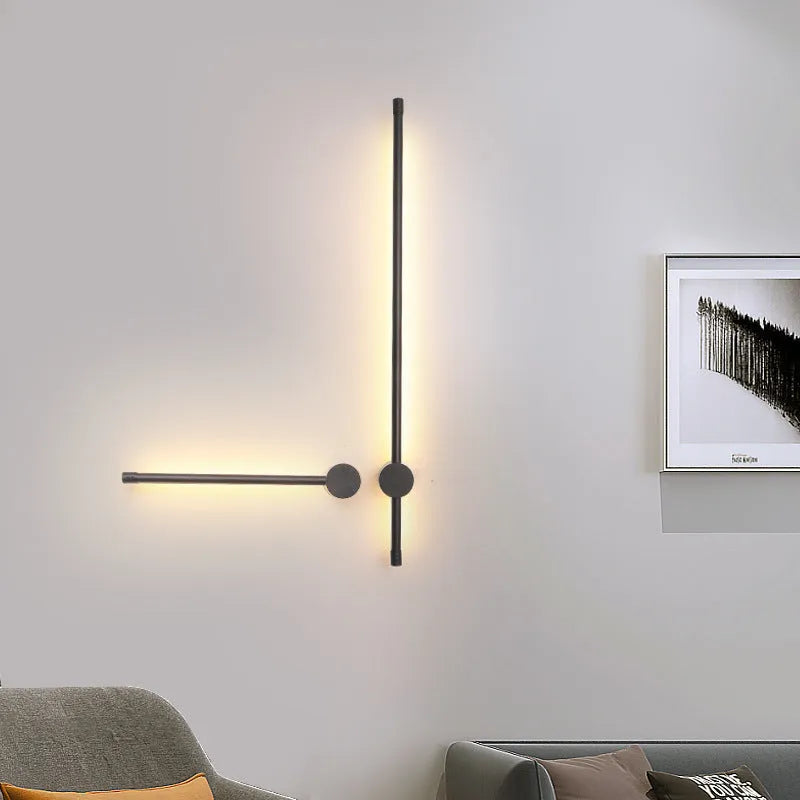 Nordic LED line wall lamp with iron shade, 50x7.5cm, offering 300-600mm size options