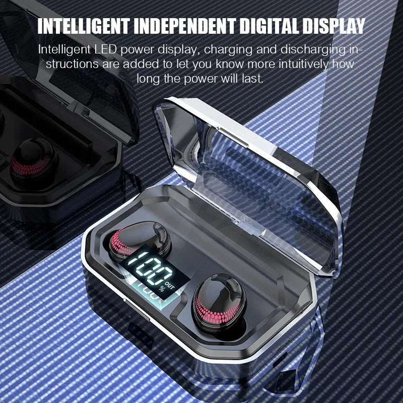 Black X10 Bluetooth wireless earbuds with compact rectangular charging case.