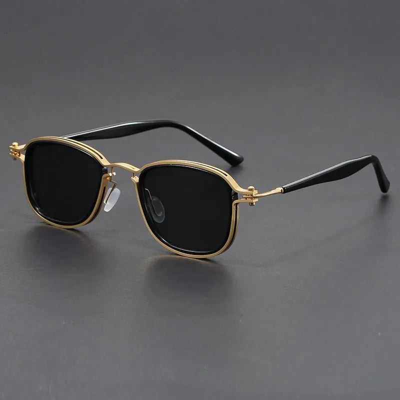 Retro style square frame sunglasses with metal arm details and tinted lenses in a two-tone colour finish.