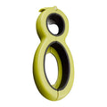 6-in-1 multifunctional can opener and bottle opener in grey on a kitchen worktop showing dual ring design