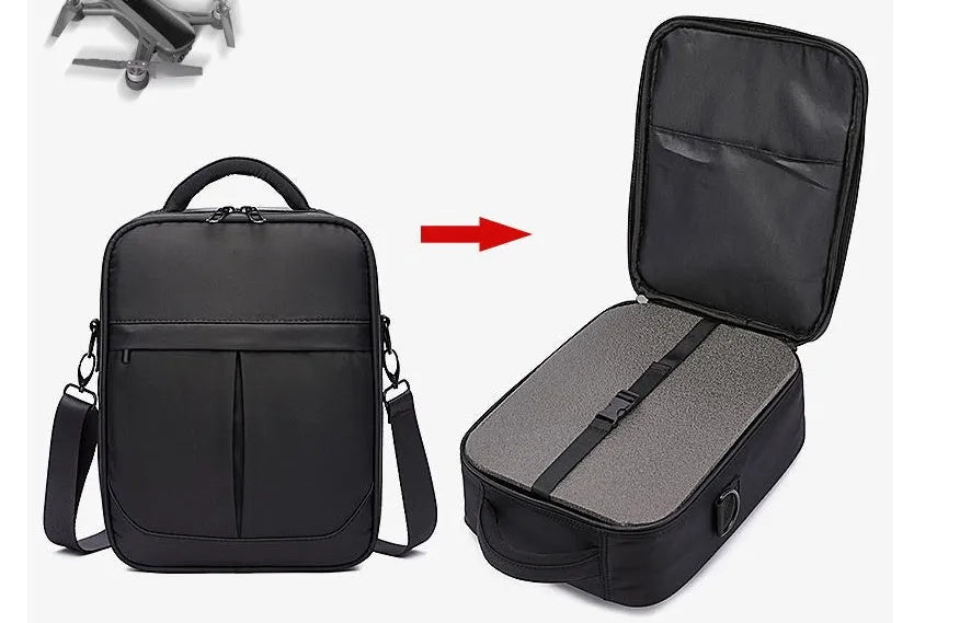 Black Oxford fabric men's messenger shoulder bag showing front compartment and shoulder strap.
