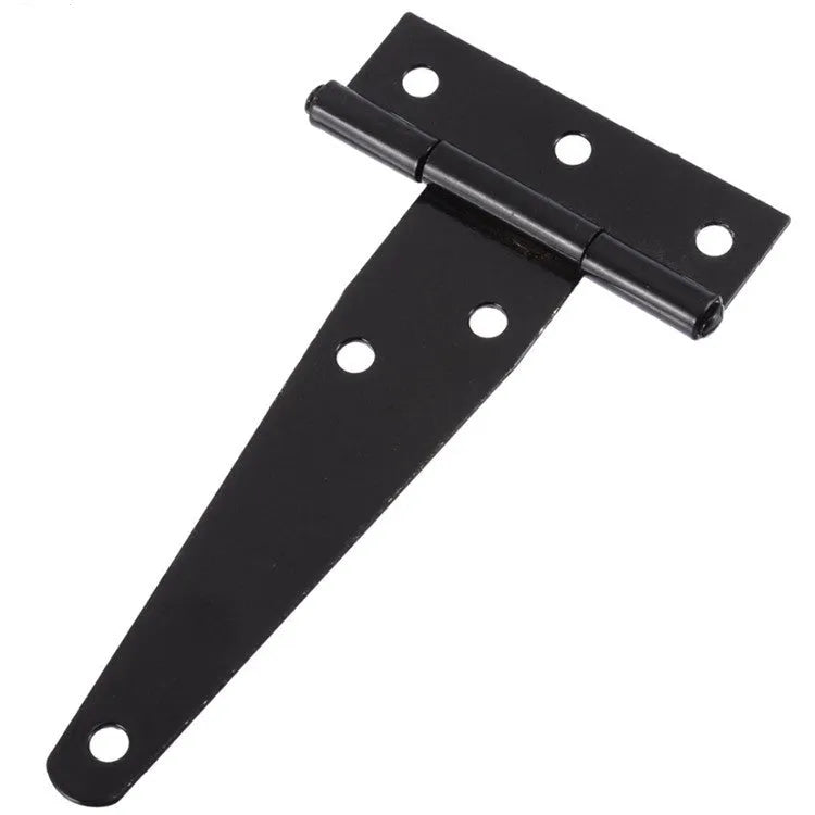 Fixed T-shaped iron hinge for wooden doors, shown in straight arm design.