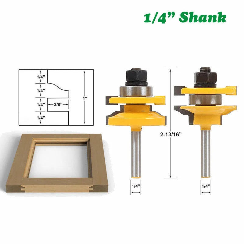 West Tenon Knife 2 Piece Set hard alloy router bits 1/4 inch shank for cabinet doors
