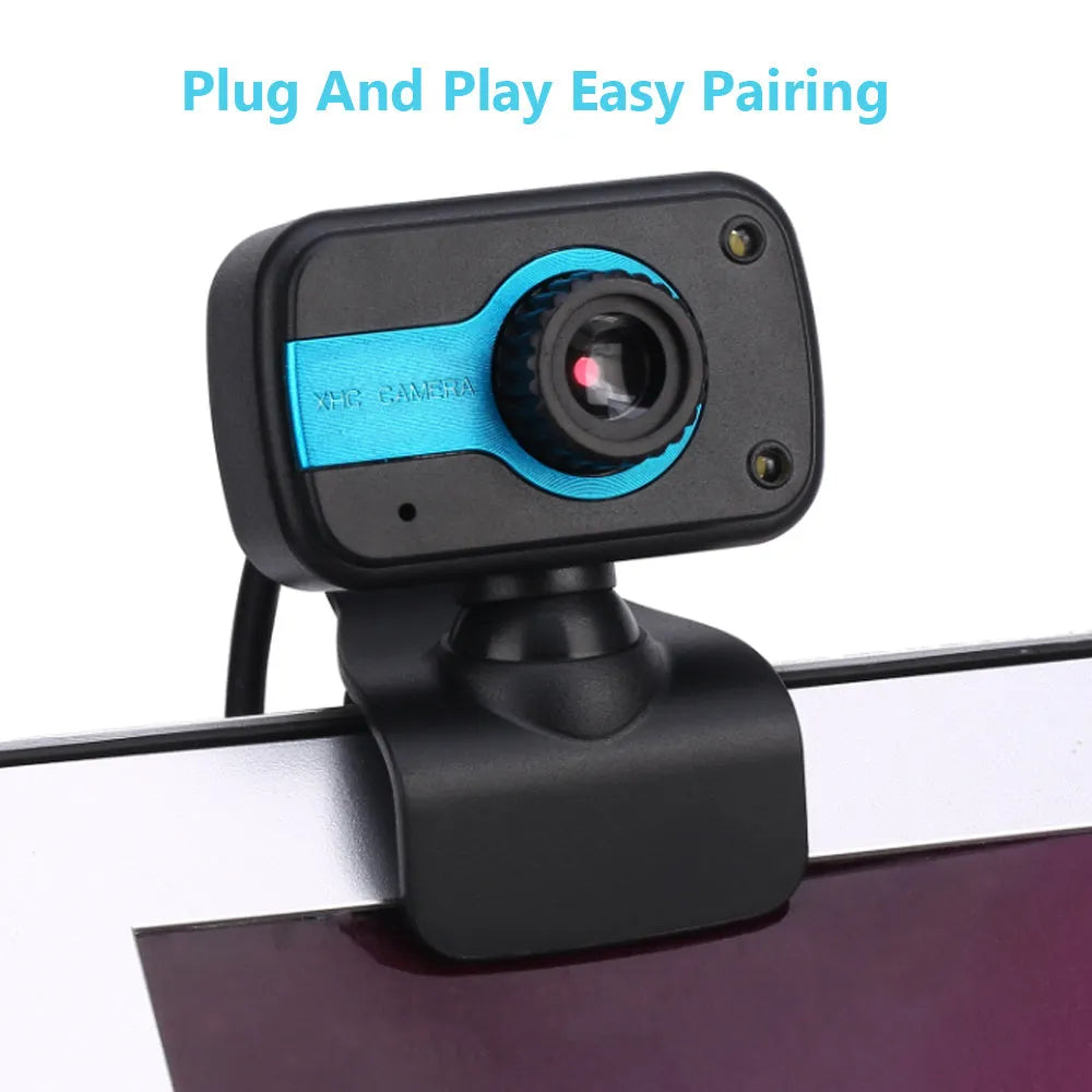Mini driverless video camera with 12MP HD sensor, 360 degree rotation, and manual focus in blue