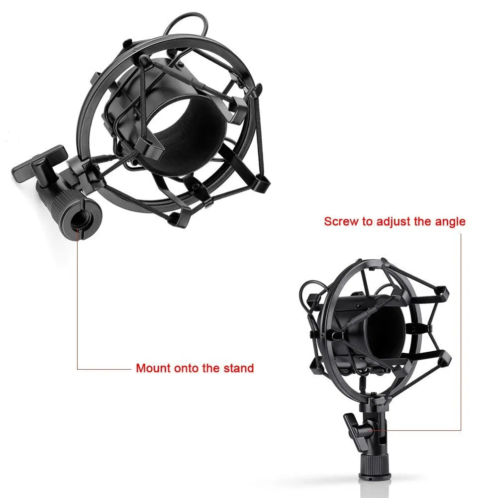 NW-800 black metal condenser microphone with shock mount and foam cap on stand