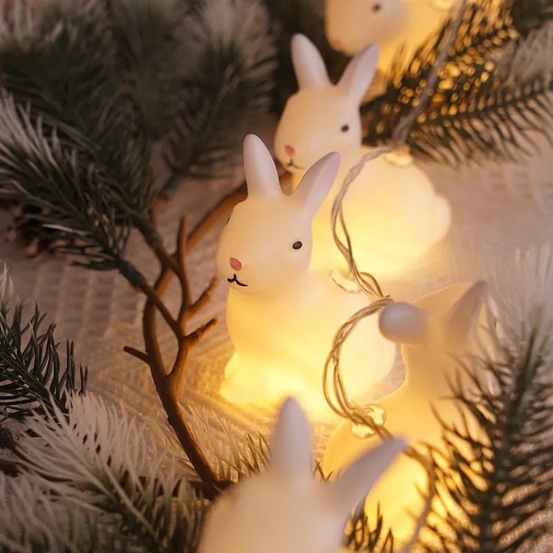 Easter plastic egg lamp string with 10 warm white LEDs, USB and battery power, manual switch