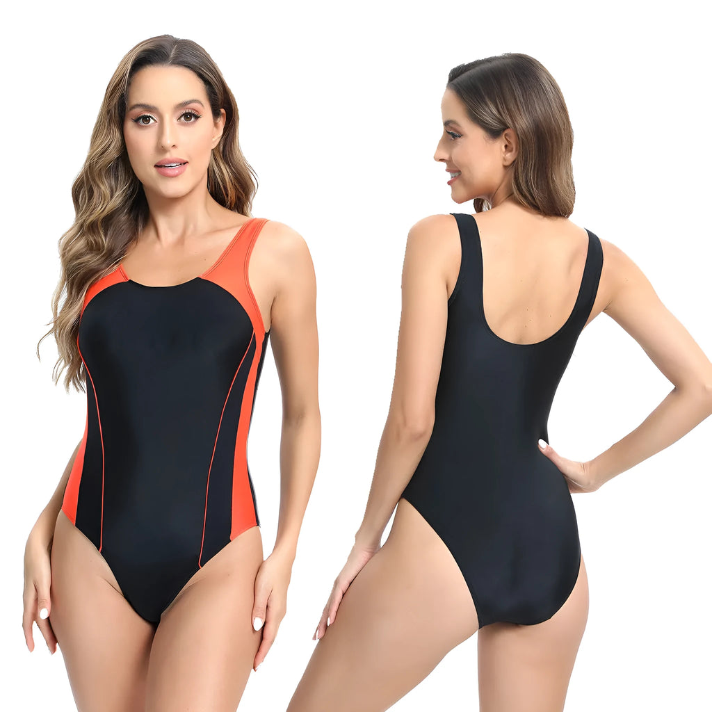 One-piece tight briefs sports swimsuit in blue with chemical fibre blend lining, sizes S to XXL