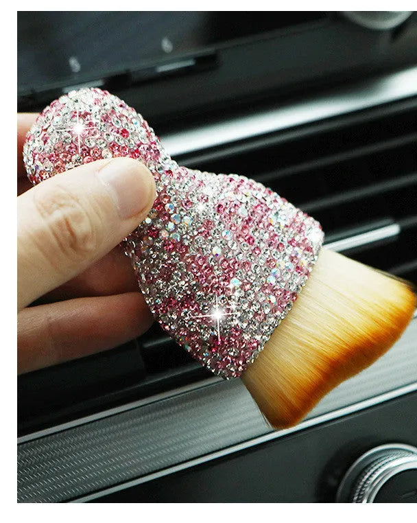 Car interior soft brush for dust removal with PVC bristles, 10cm length, in white, pink, or black colour options