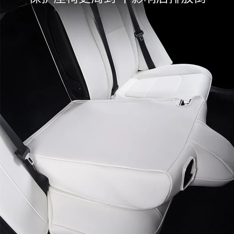 Tesla Model Y car seat cover interior package in black PVC chloroprene binding style for front seat protection