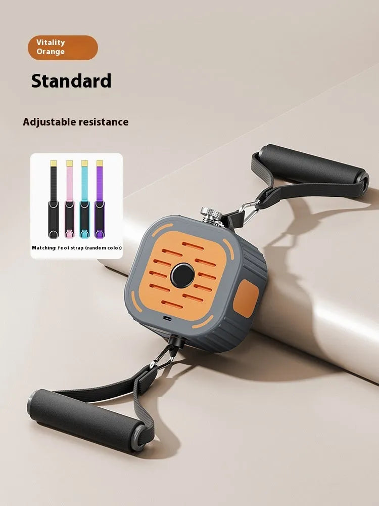 Adjustable power pump chest expander in vibrant orange or navy blue for home strength training